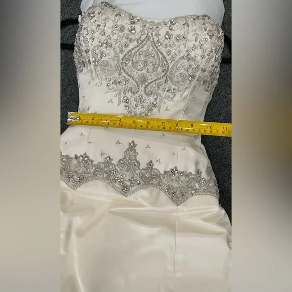 Platinum Priscilla of Boston Elegant Ivory Crystal Embellished Wedding Dress - Picture 14 of 15